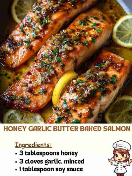 Honey Garlic Butter Baked Salmon Ingredients 3 tablespoons honey 3 cloves garlic, minced 1 tablespoo...