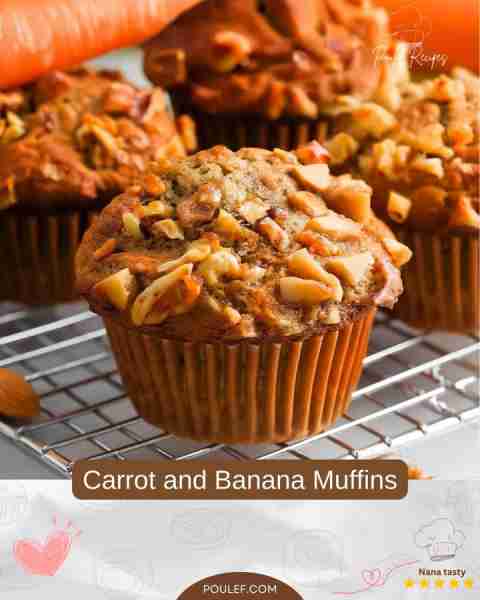 Carrot and Banana Muffins Ingredients 1½ cups (190g) all-purpose flour 1 tsp baking powder ½ tsp bak...
