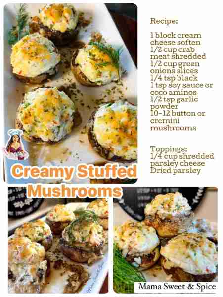 So Creamy stuffed Mushrooms This stuffed mushrooms is filled with cream cheese, crab meat and herbs....