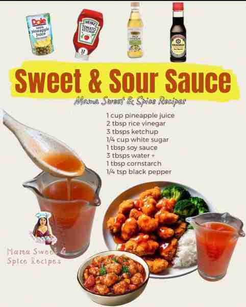 Homemade Sweet and Sour Sauce! So easy to make and it taste delicious! No added color! Recipe: 1 cu...