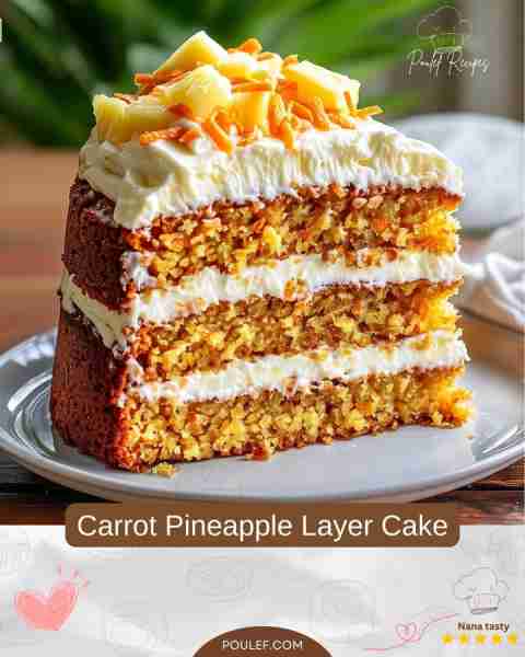 Carrot Pineapple Layer Cake Ingredients – Cake • 2 cups (250g) all-purpose flour • 2 tsp baking powd...