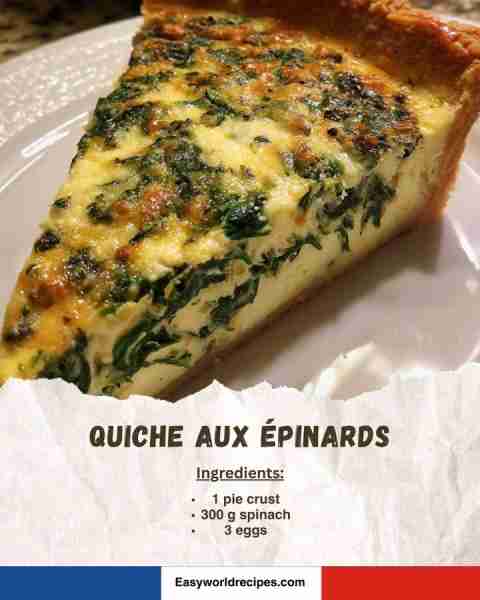 🥧 Quiche aux Épinards (Spinach Quiche) 🌿🥚 Classic French savory tart with spinach and eggs in a b...