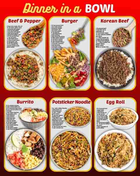 EASY DINNER IN A BOWL RECIPE! BEEF & PEPPER BOWL: 2 tbsp extra virgin olive oil ½ cup sweet yellow o...