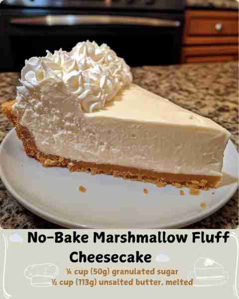☁️ No-Bake Marshmallow Fluff Cheesecake ☁️ ✨ Ingredients For the Crust: • 1½ cups (150g) graham cra...