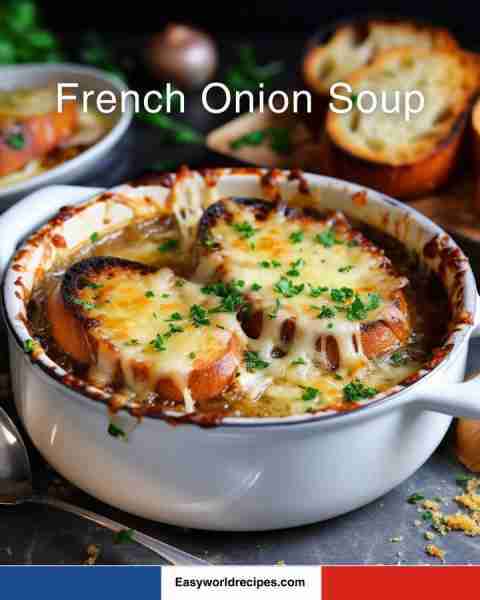 Classic French Onion Soup recipe below! ❤️