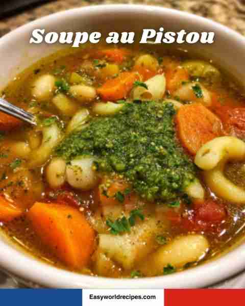 🥕🇫🇷 Soupe au Pistou A Provençal vegetable soup full of beans, pasta, and fresh vegetables, finished...