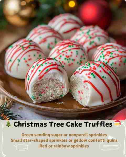 🎄 Christmas Tree Cake Truffles 🎅 Ingredients: For the Truffle Center: 1 box (containing 5 cakes) L...