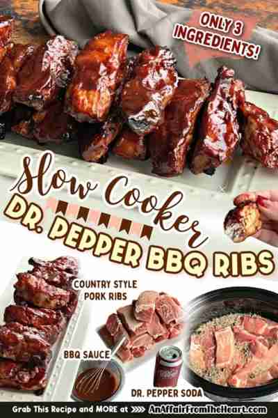 Slow Cooker Dr. Pepper BBQ Ribs! 💖💖 Country Style Pork Ribs, only 3 ingredients! 💖 RECIPE BELOW!