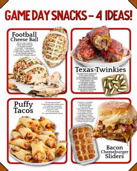 Fuel up for kickoff with 4 game day snacks that score big on flavor! 🙌 🏈 Ingredients 1. Football c...