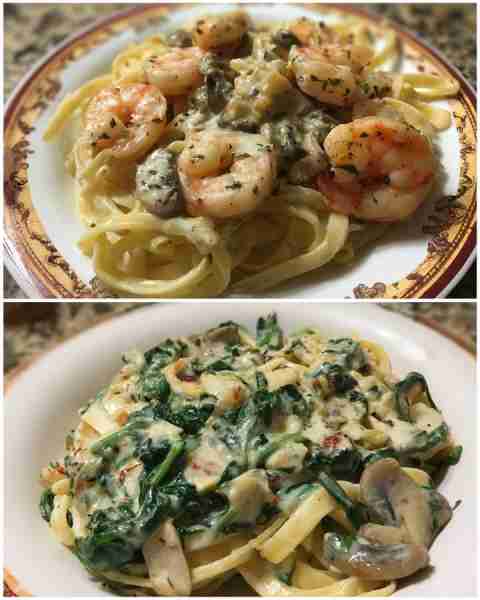 Creamy Mushroom Shrimp and Spinach Pasta Garlic Butter Shrimp with Creamy Mushroom Spinach Pasta Ing...