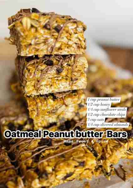 No Bake Oatmeal Peanutbutter Bars So easy to make and its a healthy treat for you and your family!...