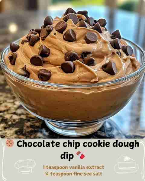 🍪 Chocolate chip cookie dough dip 🍫 Ingredients 1 stick (½ cup) unsalted butter, softened to room...