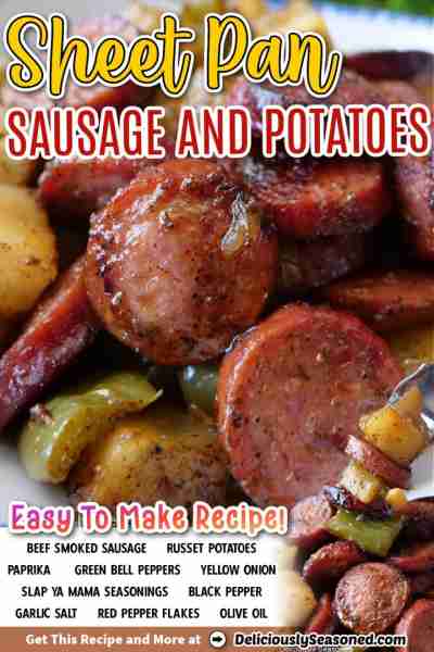 SHEET PAN SAUSAGE & POTATOES! 💖 A quick and easy dinner made with smoked sausage, golden-roasted po...