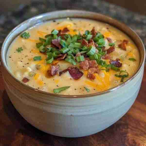 Loaded Potato Soup😍😋 Ingredients: 6 slices bacon, diced 1 medium onion, diced 3 cloves garlic, min...
