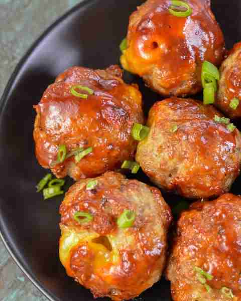 BBQ Cheddar Meatballs are an easy dinner or appetizer! These cheesy delights can be made keto-friend...