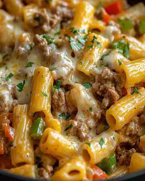Philly Cheesesteak Pasta Recipe Ingredients 8 oz (225 g) penne or rigatoni pasta – Cooked al dente....