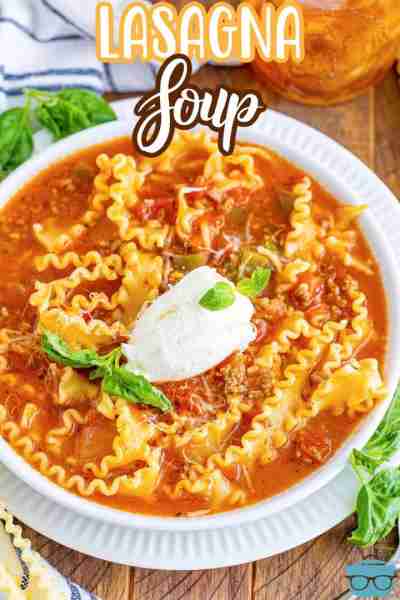 Lasagna Soup is such a warm and comforting soup to make. It takes all your favorite flavors of lasag...