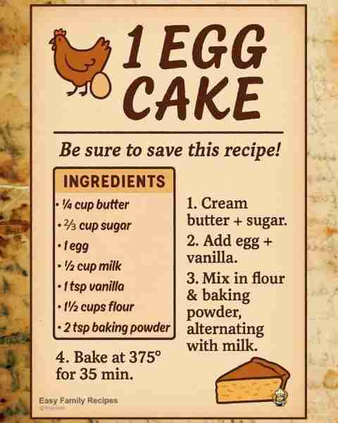 🔥 They don’t make cakes this simple anymore! Butter, sugar, milk, and just one egg… baked into a sw...