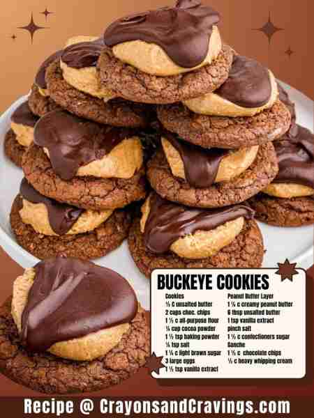 Buckeye Cookies = chocolate + peanut butter PERFECTION 😍 INGREDIENTS: ½ c unsalted butter 2 cups s...