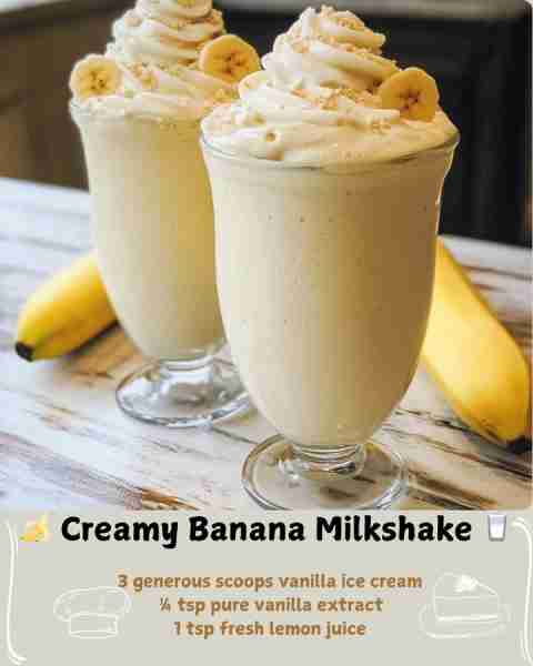 🍌 Creamy Banana Milkshake 🥛 What You’ll Need 1 very ripe banana (the spottier, the sweeter—frozen...