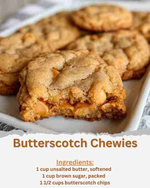 Butterscotch Chewies Ingredients: - 1 cup unsalted butter, softened - 1 cup brown sugar, packed - 1/...