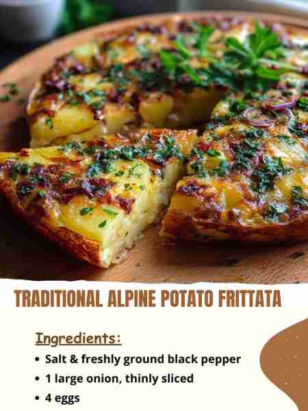 Traditional Alpine Potato Frittata Ingredients: Salt & freshly ground black pepper 1 large onion, th...