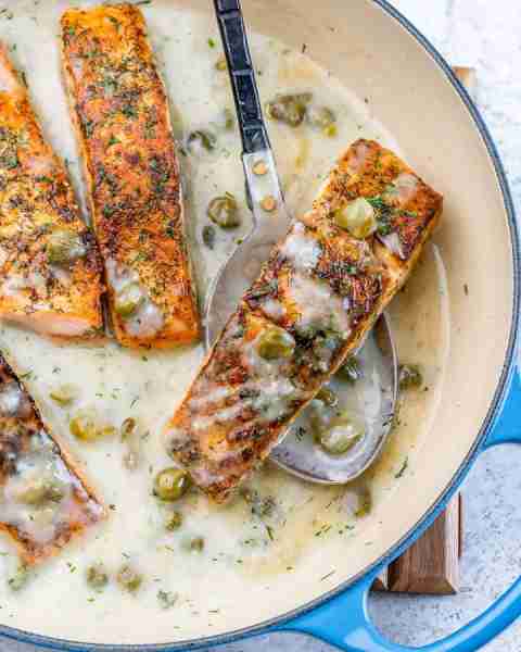 Creamy Lemon Capers Salmon is simple to make at home yet taste like something ultra-indulgent that y...