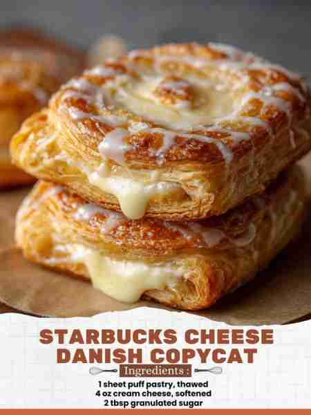 Starbucks Cheese Danish Copycat Ingredients: 1 sheet puff pastry, thawed 4 oz cream cheese, softened...