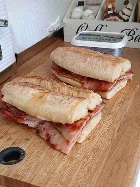 Bacun in toasted baguette! No sauce, loads of Lurapk by Luke C