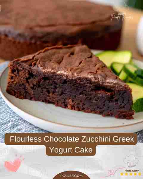 This flourless chocolate zucchini Greek yogurt cake is fudgy, moist, and packed with hidden veggies....
