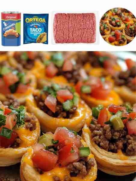 Taco Ranch Bites Ingredients: - 1 pound ground beef - 1 packet taco seasoning - 1/2 cup Ranch dressi...