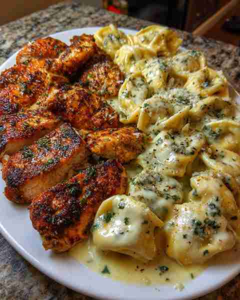 Mozzarella Garlic Butter Chicken with Creamy Tortellini Velveeta Sauce Ingredients: 2 lbs boneless,...