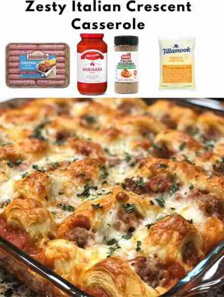 1 pound ground Italian sausage - 1 can (8 oz) refrigerated crescent dinner rolls - 1 cup marinara sa...
