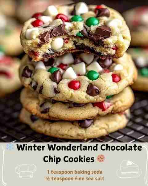 ❄️ Winter Wonderland Chocolate Chip Cookies 🍪 🧾 Ingredients For the Cookie Dough: 1 cup (227g) uns...