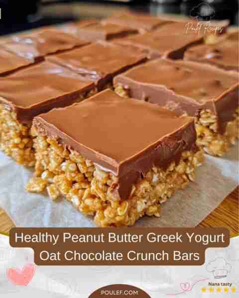 Healthy Peanut Butter Greek Yogurt Oat Chocolate Crunch Bars Ingredients: 1½ cups rolled oats ½ cup...