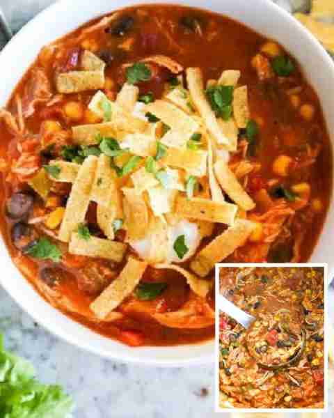 Easy 6-ingredient Chicken Tortilla Soup is easy to prepare and incredibly delicious. Great for a bus...