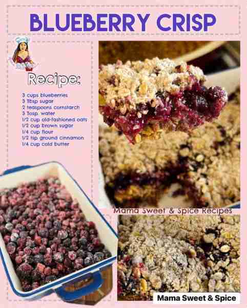 So Easy and Delicious Blueberry Crisp So crunchy and yummy! I love it. Recipe: 3 cups blueberries (...