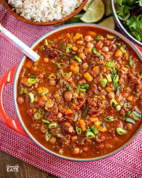 Hearty Beef and Six Bean Chilli - dig into a bowl of this with your favourite toppings Recipe 👉 htt...