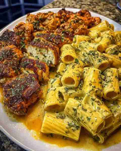 🍗🧄🌿 Rigatoni in Cheesy Italian Herb Alfredo with Cajun Chicken Ingredients For the Cajun Chicken:...
