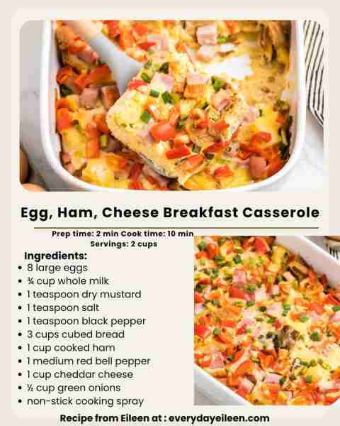 One of my favorites to make for the family, Egg Ham Cheese Breakfast Casserole. Link in comments.