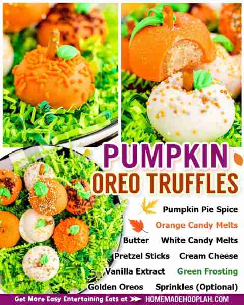 Pumpkin Oreo Truffles! 🎃🥨 ⭐RECIPE IN COMMENTS⭐ tap photo to see 📷