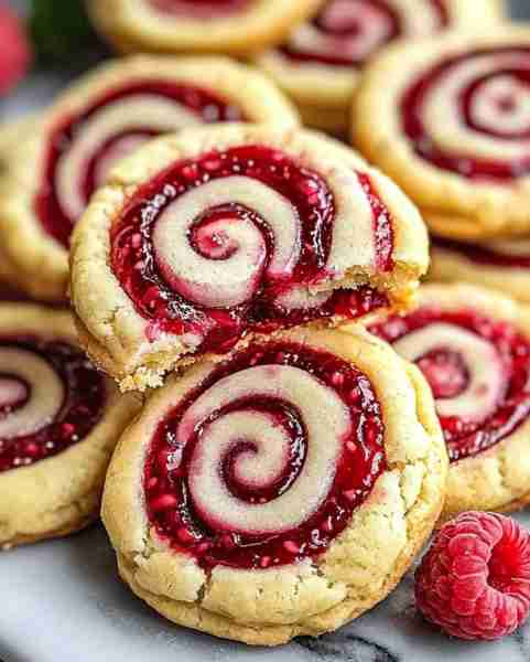 Homemade Raspberry Swirl Shortbread Cookies Ingredients : Salted buttered butter 1 cup softened Grat...