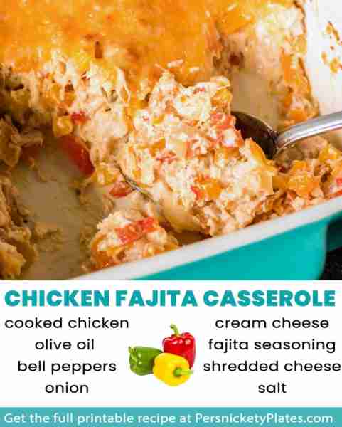 Everything you love about chicken fajitas in a cheesy casserole form! 💃🏻 🧀 1-2 cups cooked chicke...
