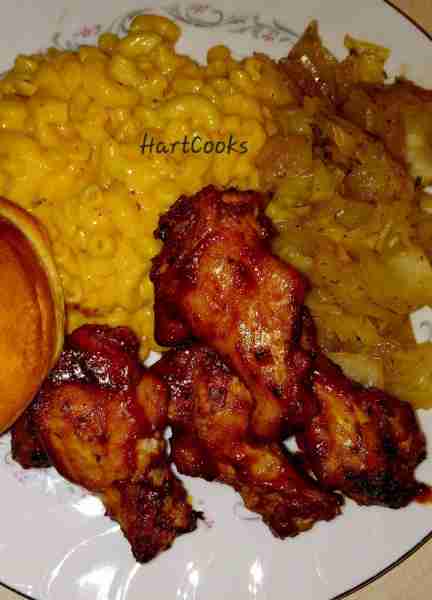 Baked BBQ Chicken, One Pot Mac, and Fried Cabbage 🤤