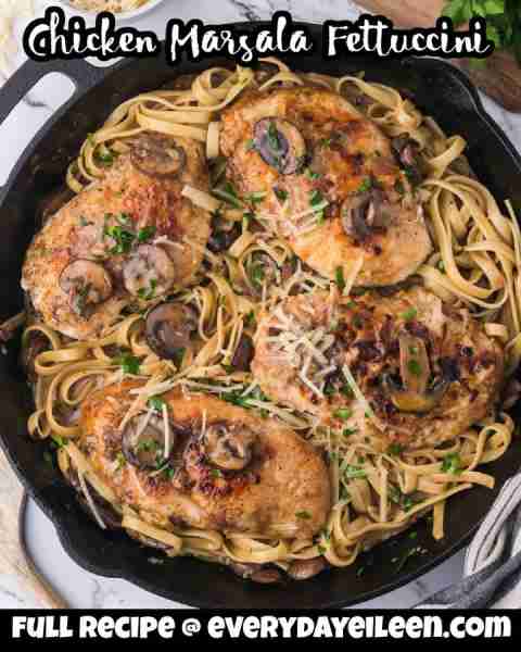 Enjoy a restaurant-quality dinner at home with this quick, easy, delicious Chicken Marsala Fettuccin...