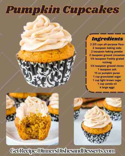 Pumpkin Spice Cupcakes with a spiced buttercream just scream comfort! Recipe in Comments 👇