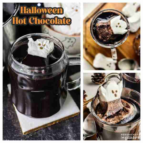Halloween Black Hot Chocolate - with ghost marshmallow peeps! 👻