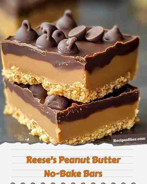 Reese's Peanut Butter No-Bake Bars 🍫🥜 Deliciously rich and easy-to-make bars that satisfy your sw...