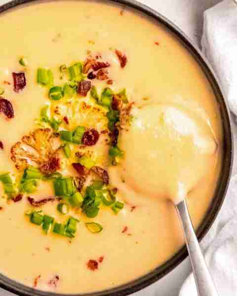 This Loaded Cauliflower Soup is a low-carb, hearty meal topped with crumbled bacon, and if that’s no...
