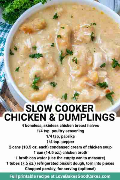 Comfort food doesn’t get any easier than this Slow Cooker Chicken and Dumplings! It’s a hearty and d...